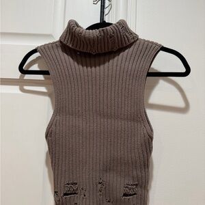 Urban Outfitters Taupe Sleeveless Turtleneck Sweater